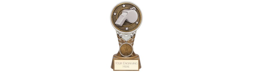IKON TOWER FOOTBALL REFEREE WHISTLE TROPHY - 5 SIZES - 12.5CM TO 22.5CM IKON TOWER FOOTBALL REFEREE WHISTLE TROPHY - 5 SIZES - 12.5CM TO 22.5CM